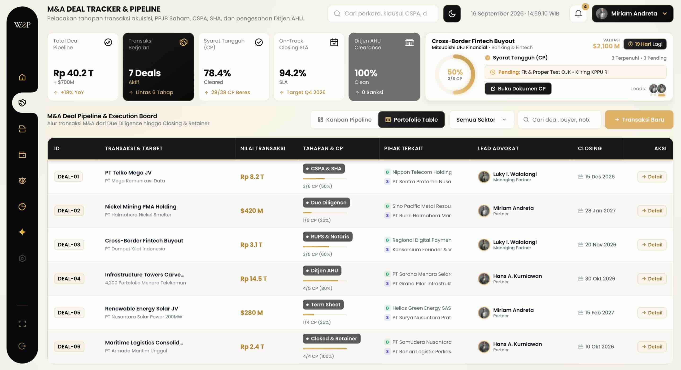 M&A Deal Tracker Portfolio